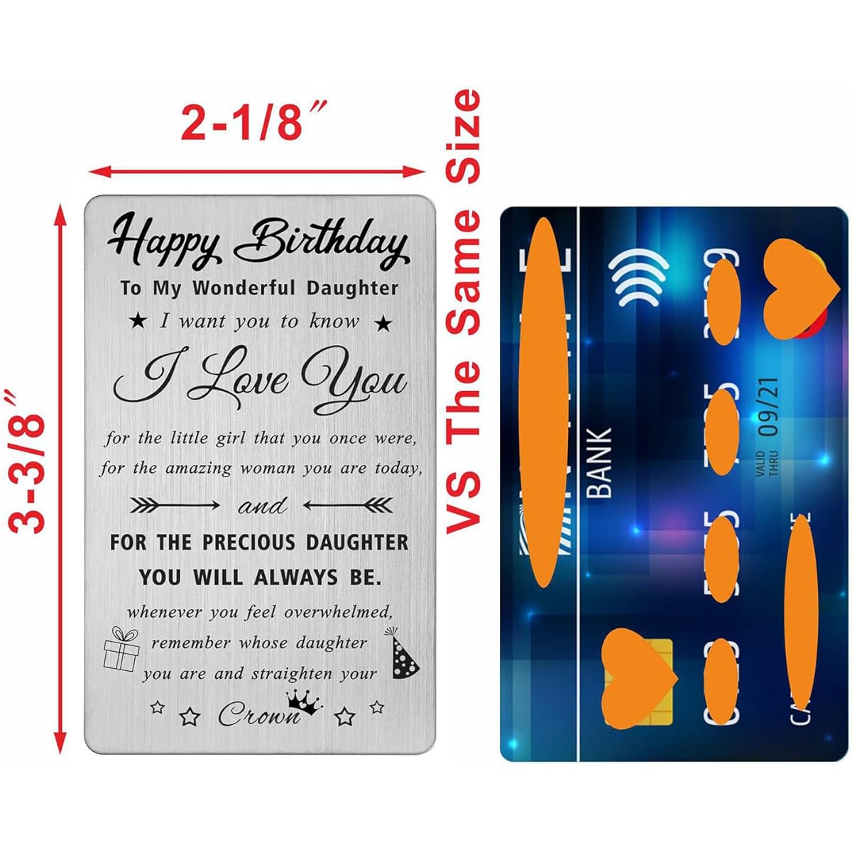 TANWIH Daughter Birthday Wallet Card Gift Mother Dad Birthday Card Gift from Parents to Adults Inspirational Birthday Present for Little Girls