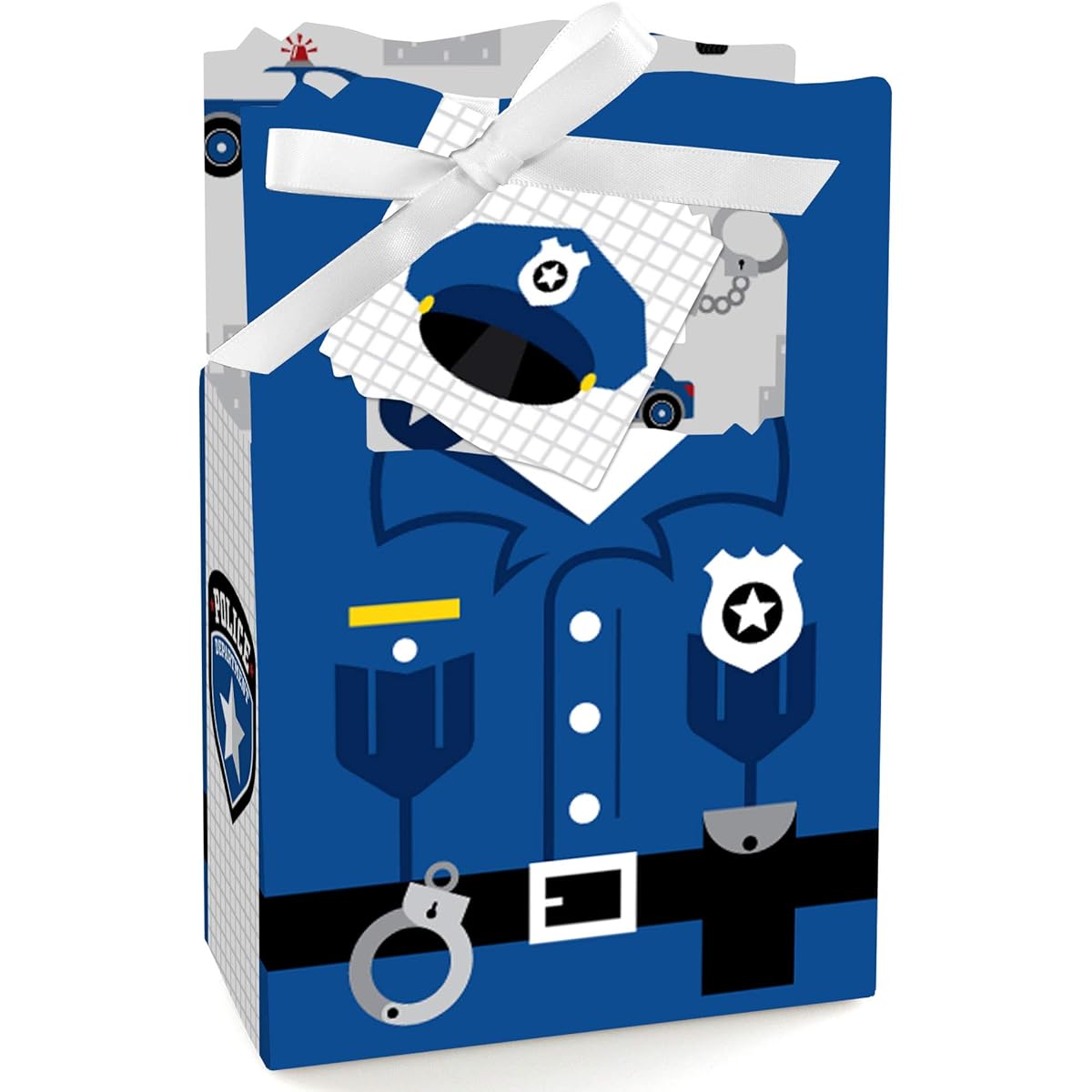 Big Dot of Happiness Calling All Units - Police - Cop Birthday Party or Baby Shower Favor Boxes - Set of 12