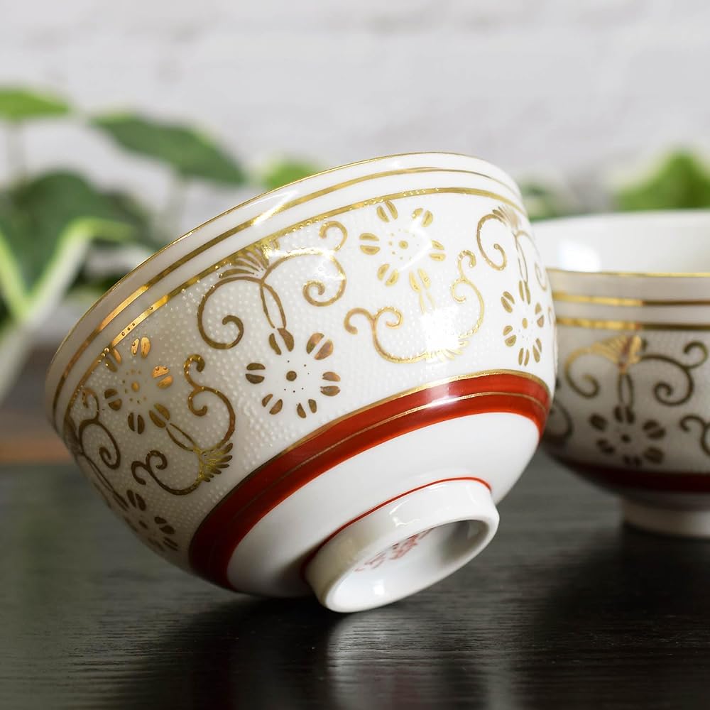 Couple's Tea Bowl, Stylish Tableware, Kutani Ware, Pair, Rice Bowl, White Grain Tetsusen Ceramic Tea Bowl, Brand, Japanese Tableware, Made in Japan