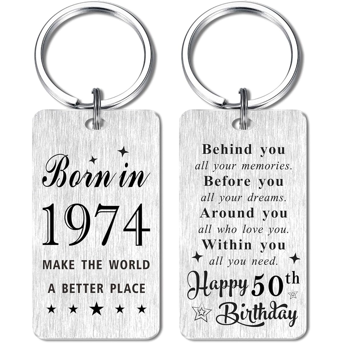 Gezxin 50th Birthday Gift Women Men 50th Birthday Keychain Women Men She Him Happy 1973 Fiftieth Fifty Bday Presents Women Men Women 50th Birthday Gift Ideas, 50 Number, 2*1.1inch