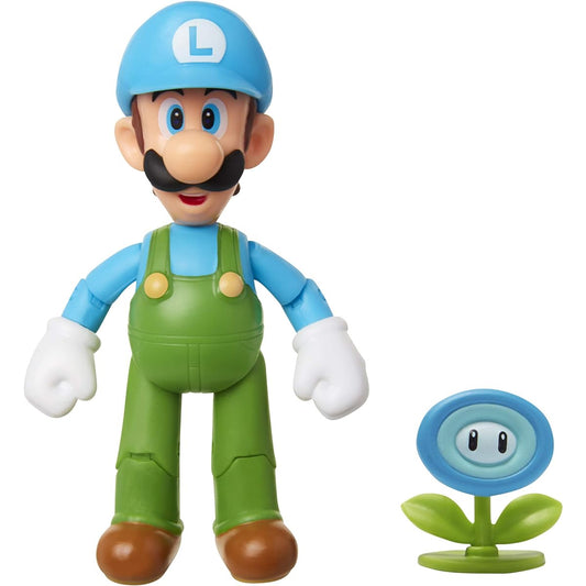 Nintendo Super Mario Collectibles Ice Luigi 4-Inch Poseable Articulated Action Figure with Ice Flower Accessory - Perfect for Kids and Collectors - Ages 3 and Up.
