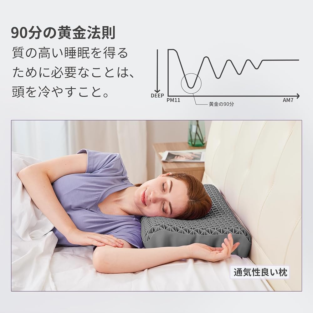 Dafeel Zero Gravity Gel Pillow, Pillow, High Resilience, Washable, Sideways Use, No Stuffy, Comfortable Sleep Pillow, Gel Pillow, Ergonomic, Height 3.1 - 3.9 inches (8 - 10 cm), Wavy Shape, Pillow