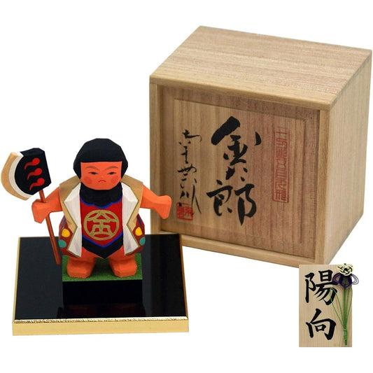 Osaka Choseido May Doll Helmet Ornament Compact Mini Wooden One-Cut Carving Personalized Wooden Tag Bonus (Sent Separately) Nagumo Kintaro