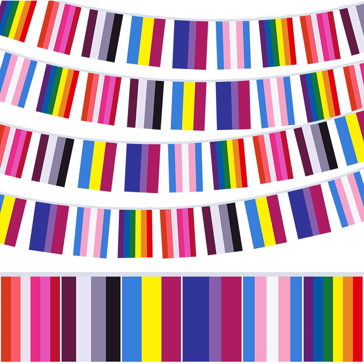 Oudain Rainbow Flag Banner 72 Pieces Pride String Flag Bunting 6 Mix Pennant Banner Pansexuality Bisexuality Transgender Lesbian Flag Rainbow Pride LGBT Party Parade Garden Decoration
