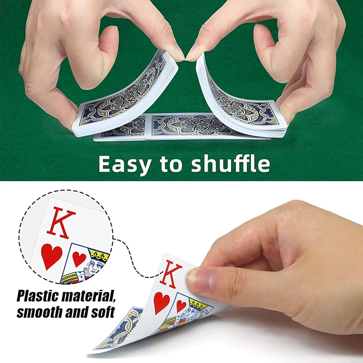 Metsyth Plastic Waterproof Playing Cards 4 Pack Poker Cards Jumbo Index Large Print Playing Cards for Adults/Seniors Bulk Deck Set Professional Bridge Size Cards