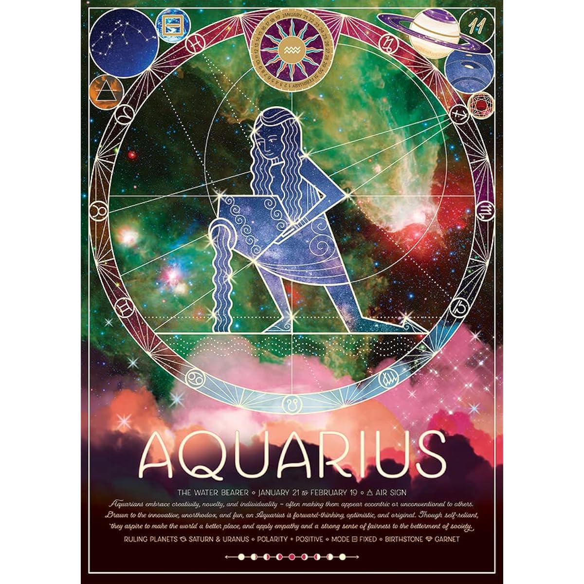 Cobble Hill 500 Piece Constellation Puzzle - Aquarius with Sample Poster