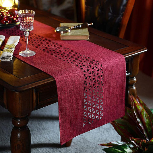 ARTABLE Rectangular Table Runner Fabric Home Garden Table Runner with Well-Edged Edges for Picnic Indoor Outdoor Dining Holiday Long Table (Burgundy 16 x 120 Inch)