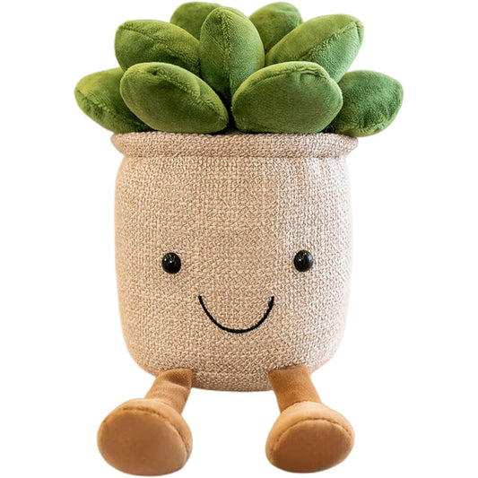 9.8inch Super Cute Tulip Flower Pot Plush Pillow Smile Face Flower Creative Soft Plant Stuffed Animal Room Decor Family Birthday Gift (6.Green)