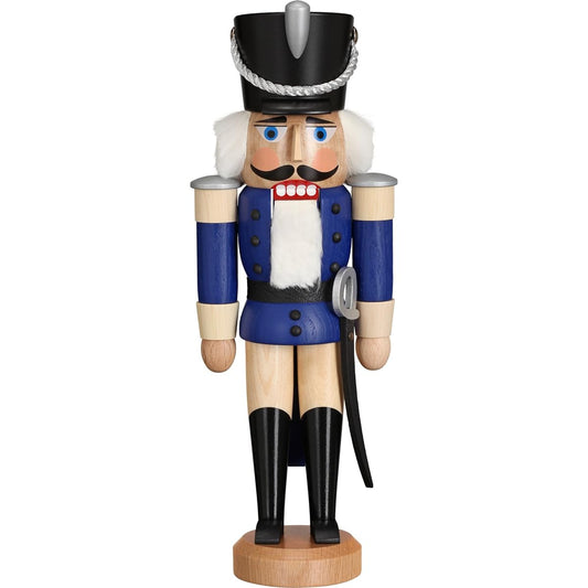 German nutcracker hussar ash-tree blue, height 28 cm/11 inch, original Erzgebirge by Seiffener Volkskunst SV 11312/2
