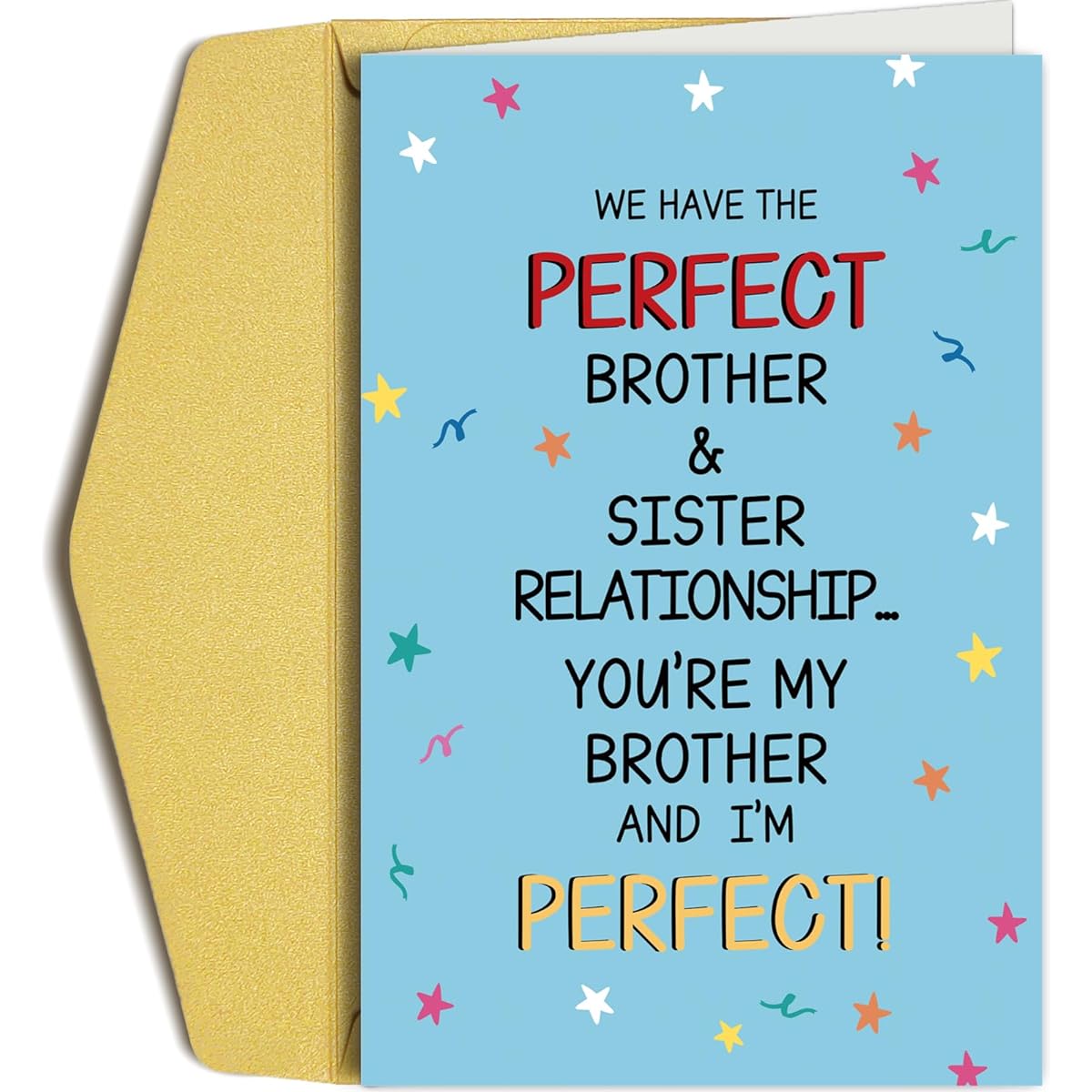 Oamiolek Funny Birthday Cards for Brothers, Cheeky Birthday Cards for Sisters, Gifts from a Bro, Birthday Cards for We Have The Perfect Brother and Sister