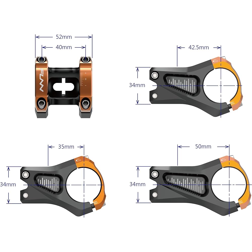 Funn Equalizer Bike Stem - Zero Rise with 31.8mm Bar Clamp. 0 degree bicycle stem for mountain bikes and BMX bikes