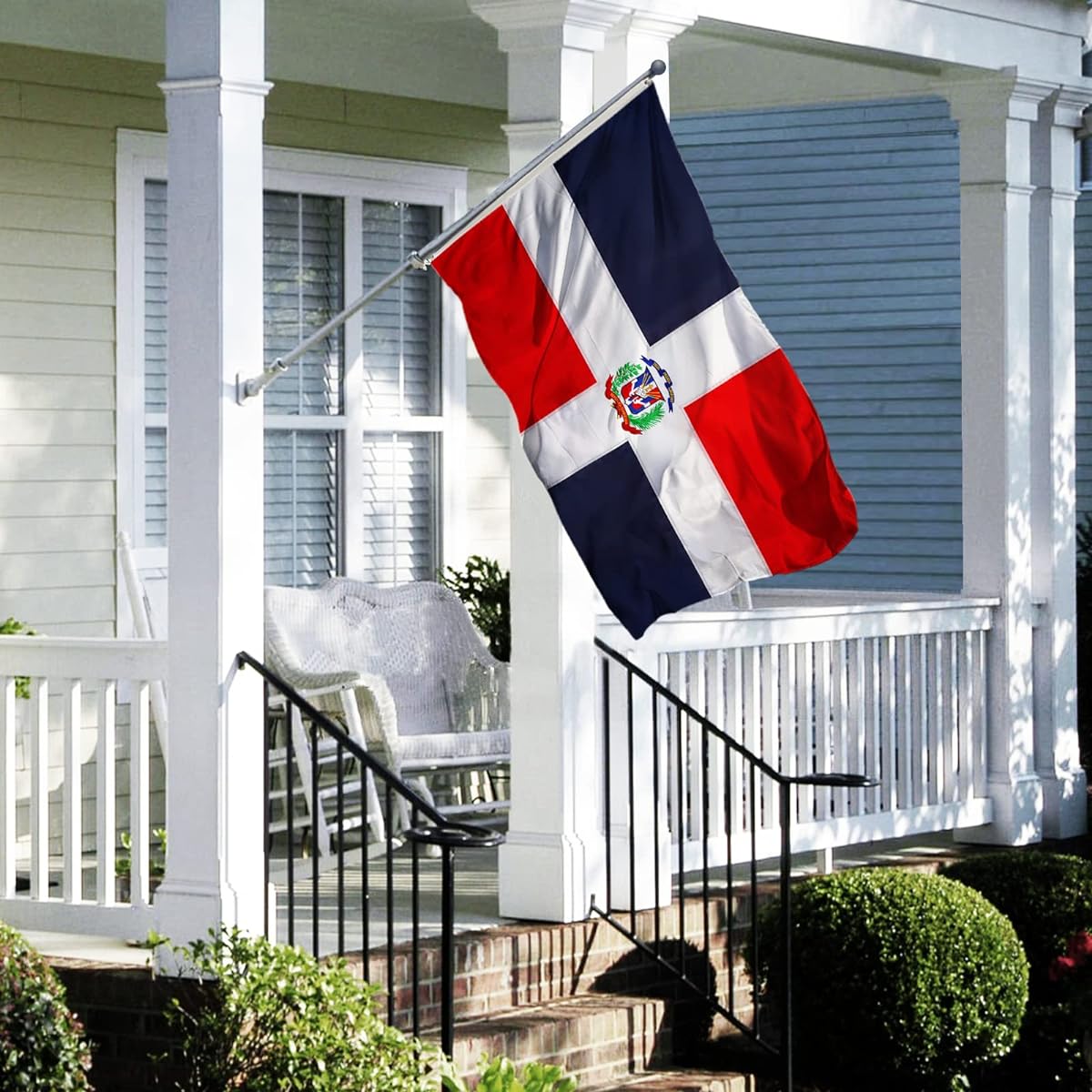 AZCOVER Dominican Flag Outdoor 5x8 Feet Dominican Republic Flag with Brass Grommets Heavy Duty Nylon Dominican Flag for Wall 3x5 Inch Dominican Flag
