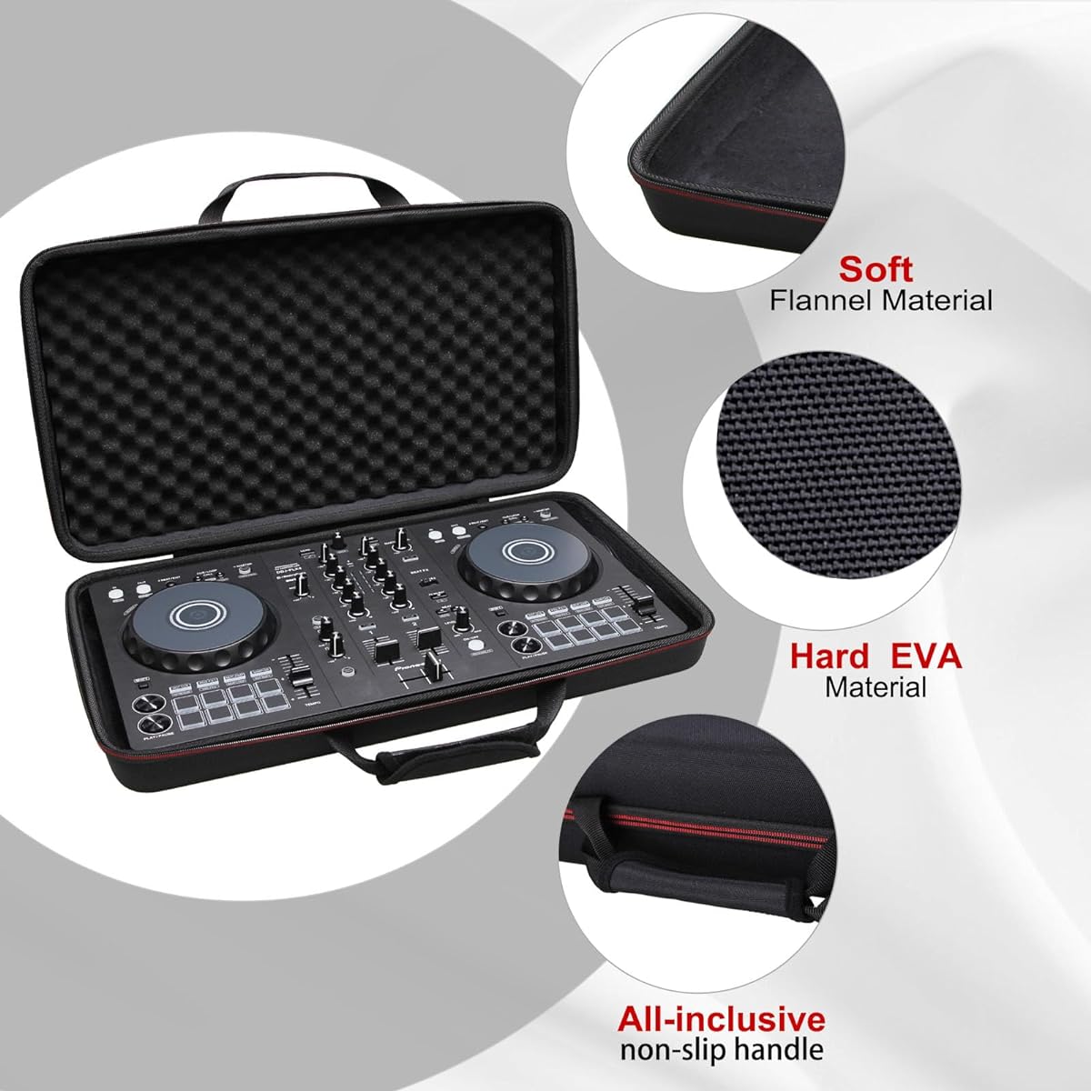 LTGEM EVA DJ Controller Hard Case Pioneer DJ DDJ-FLX4 2 Deck/Pioneer DJ DDJ-REV1 / Hercules DJ Control Inpulse 300 | Compatible with 2 Channel USB Controller Case Only! (21 x 11.9 x 3.8 inches)