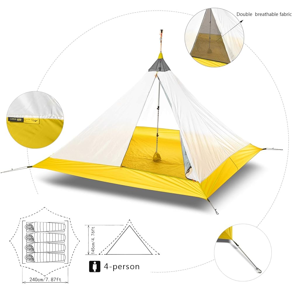 4 Person Inner Tent Mosquito Net Mosquito Net Ultra Light Portable Mosquito Repellent for Mountain Climbing Breathable Easy to Set Up Carry Bag with Pegs Outdoor Equipment