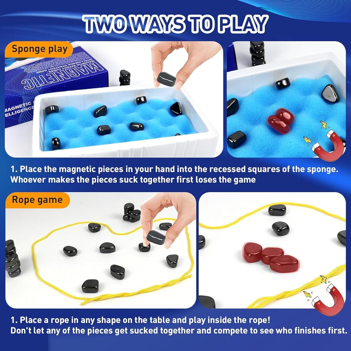 Qoqoyo Magnetic Chess Game 2023 Magnetic Stone Game Board Magnetic Lock Game Chess Puzzle Family Party Game Fun Table Top for Kids and Adults