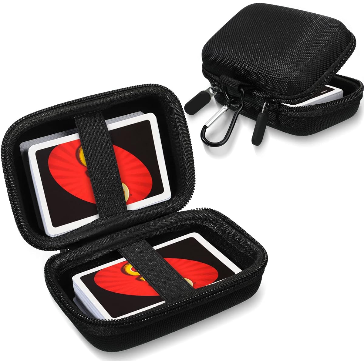 Sanwuta 2 Piece Playing Cards Case EVA Hard Travel Carry Case Classic Card Game Playing Cards Box (Cards Not Included) Black 4.33 x 2.91 x 1.81 Inches
