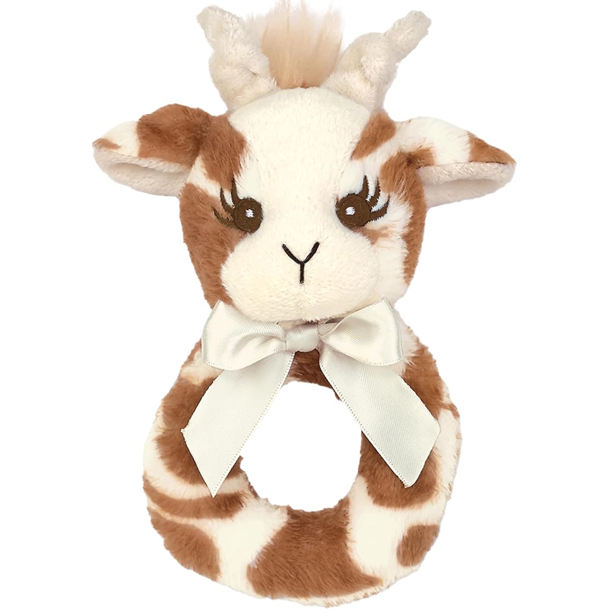Bearington Baby Lil' Patches Giraffe Plush Ring Rattle 5.5"