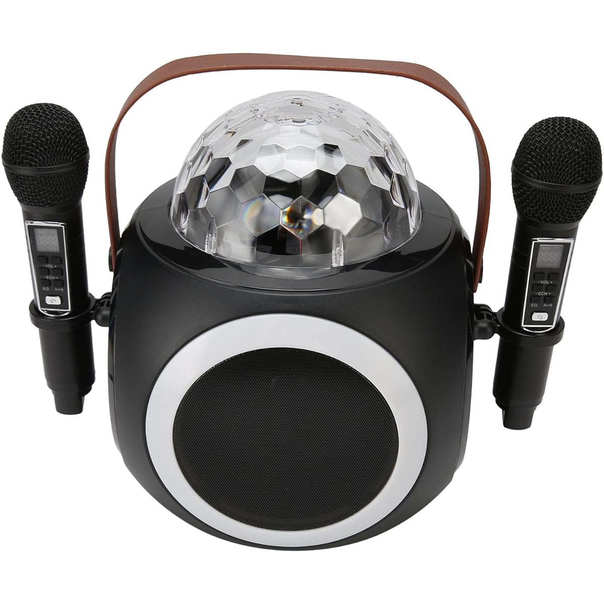 Portable Wireless Karaoke Machine, with 2 Mics, Lightweight and Compact, Clear Sound, 5.0, USB and AUX Input, High Output, Long Battery Life for Phone, TV