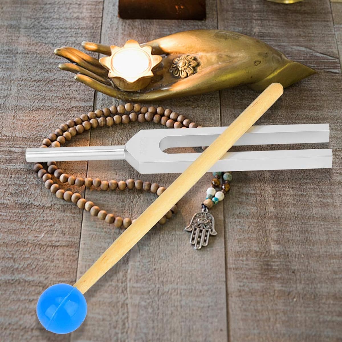 528Hz Tuning Fork Musical Tuning Fork Tuning Fork Set Guitar Tuning Fork Yuning Fork with Hammer for Healing Chakra Hammer and Bag Set