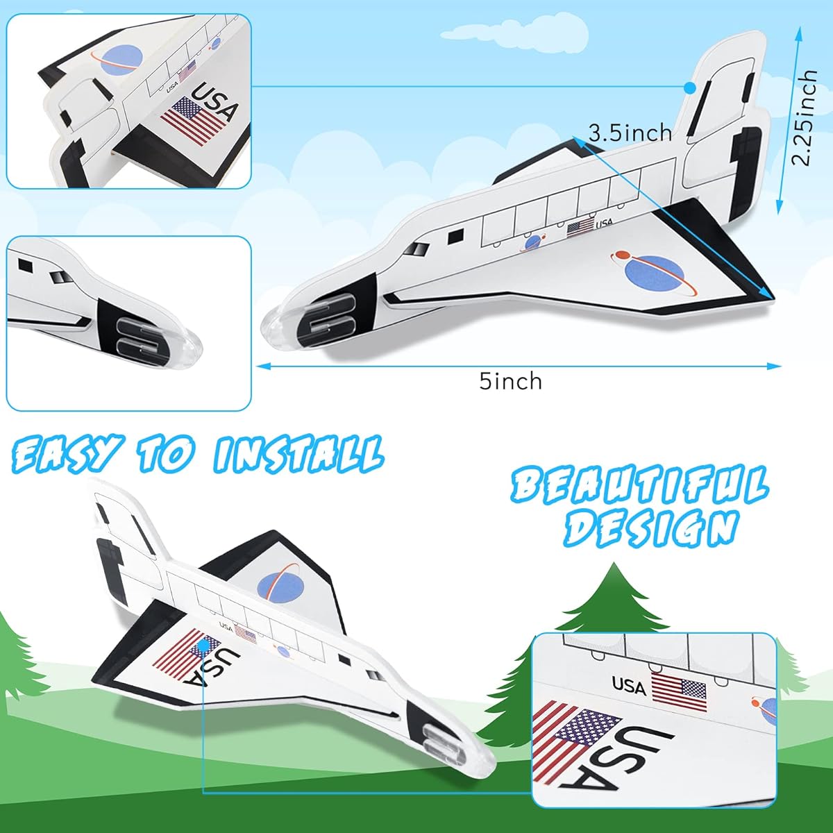 Lewtemi 36 Pieces Space Shuttle Glider Space Plane Flying Toy Space Shuttle Toy Foam Airplane Glider Foam Glider Space Party Favors Birthday Party Indoor and Outdoor Play
