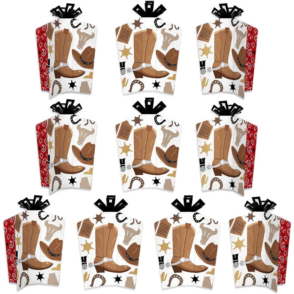Big Dot of Happiness Western Hoedown Table Decorations Wild West Cowboy Party Folding Flair Centerpieces 10pcs