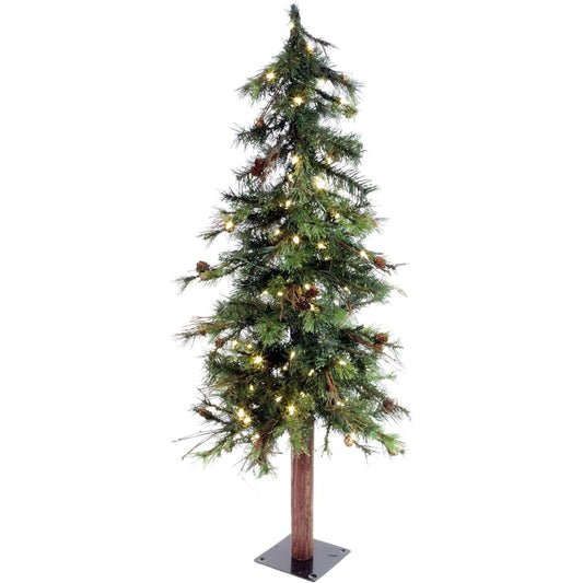 Vickerman 5' Mixed Country Alpine Artificial Christmas Tree, Warm White, Dura-Lit® LED Lights, Fake Christmas Tree, Seasonal Indoor Decor