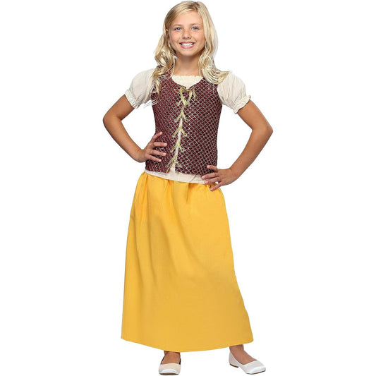 (X-Large) - Little Girls' Red Peasant Dress X-Large