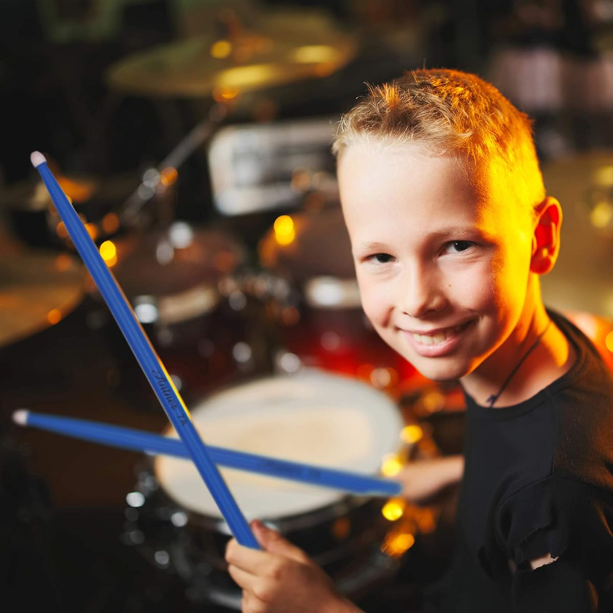 Antner Drumsticks 3 Pairs 7A Classic Maple Wood Drumsticks for Kids and Beginners, Blue
