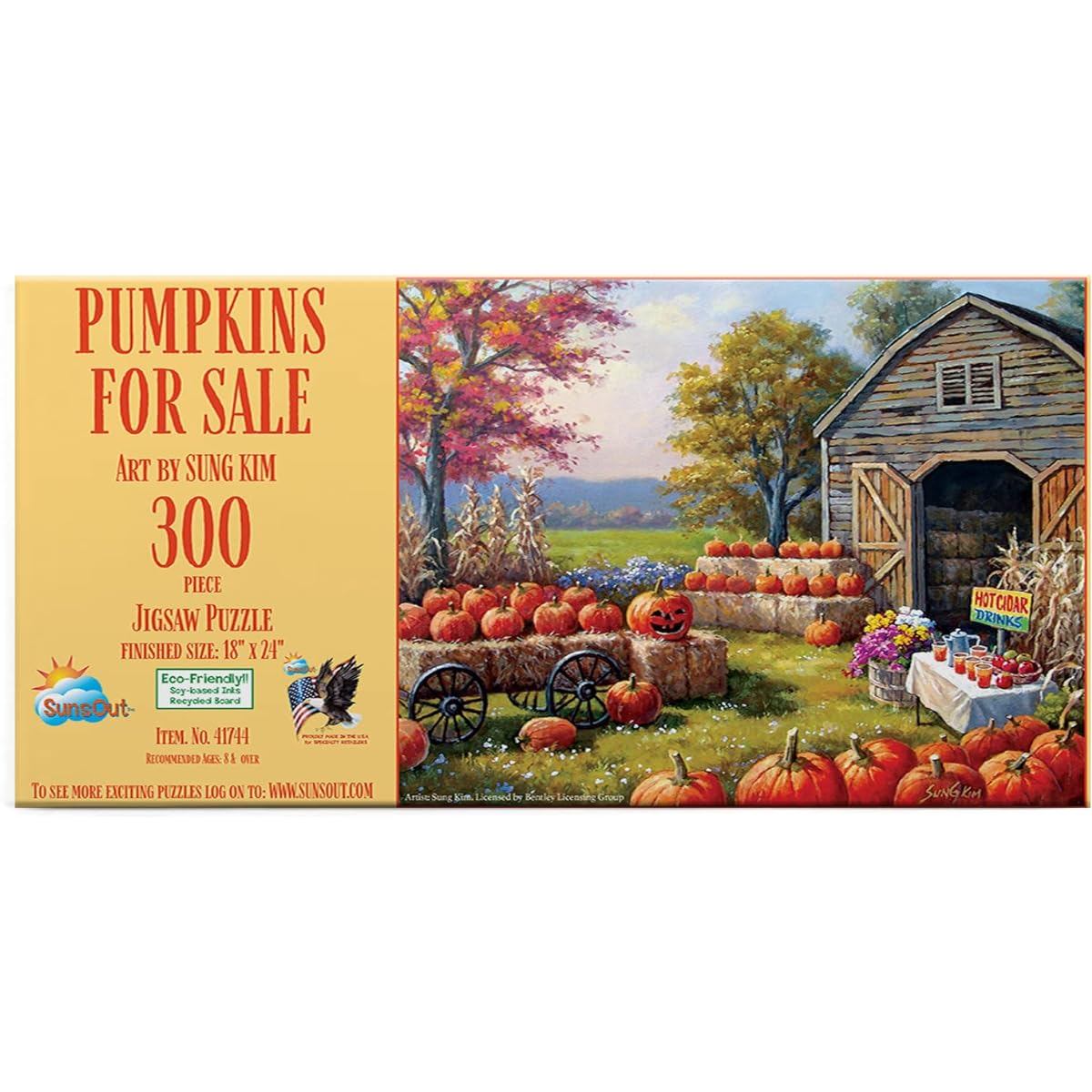 SUNSOUT INC - Pumpkins for Sale - 300 Piece Jigsaw Puzzle Artist: Sung Kim - Finished Size 18" x 24" Halloween - MPN# 41744