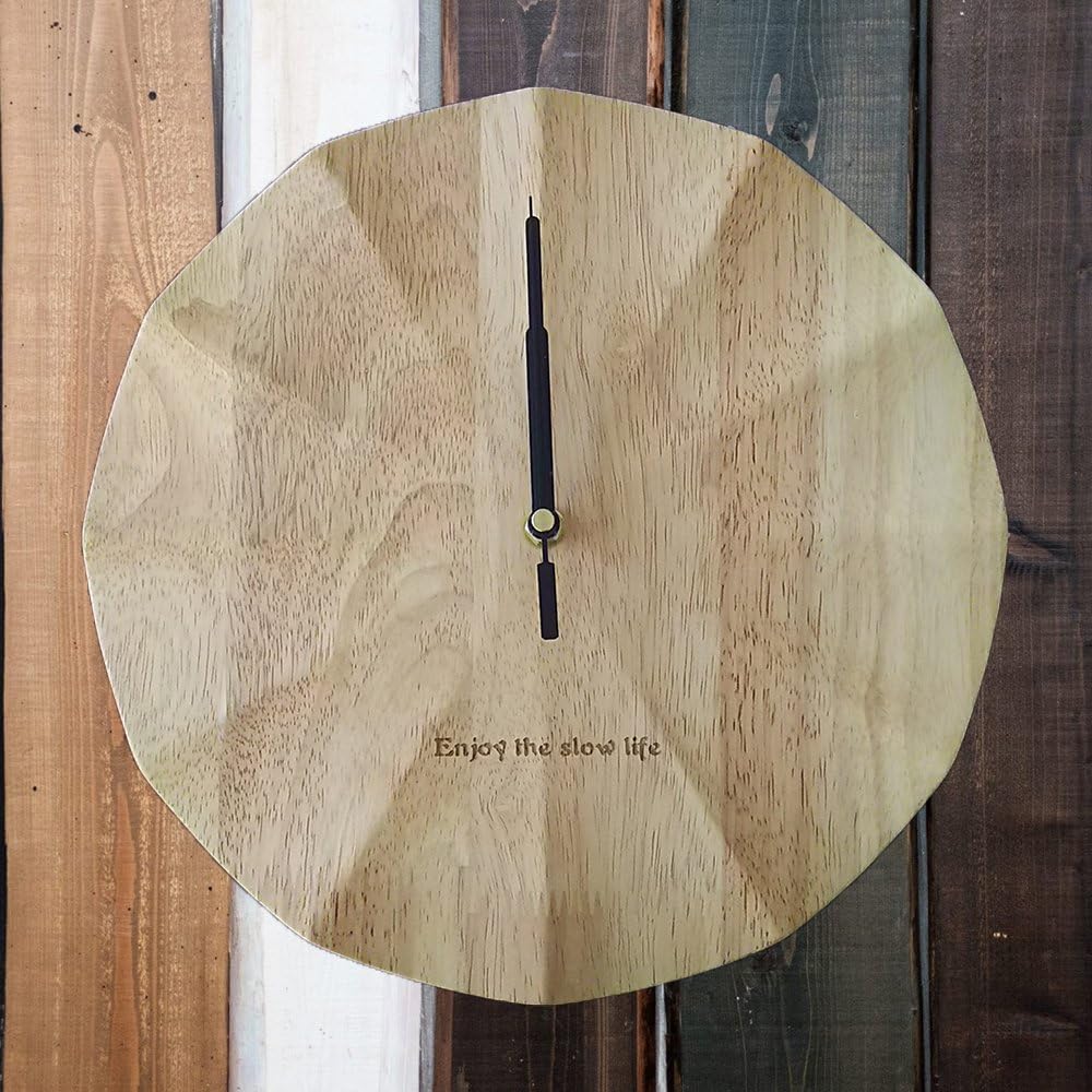 mstw Wall Clock Wall Clock Scandinavian Interior Designer Wood Modern Wood Grain Continuous Second Hand Quiet Silent Simple Polishing Cloth Included 30cm Natural