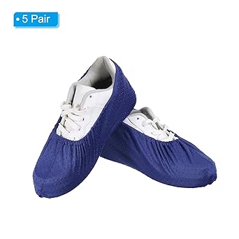 PATIKIL Shoe Covers 5 Pairs Reusable Anti-Slip Shoe Protector Covers Washable Soft Thick Shoe Covers for Indoor Lab Home Blue