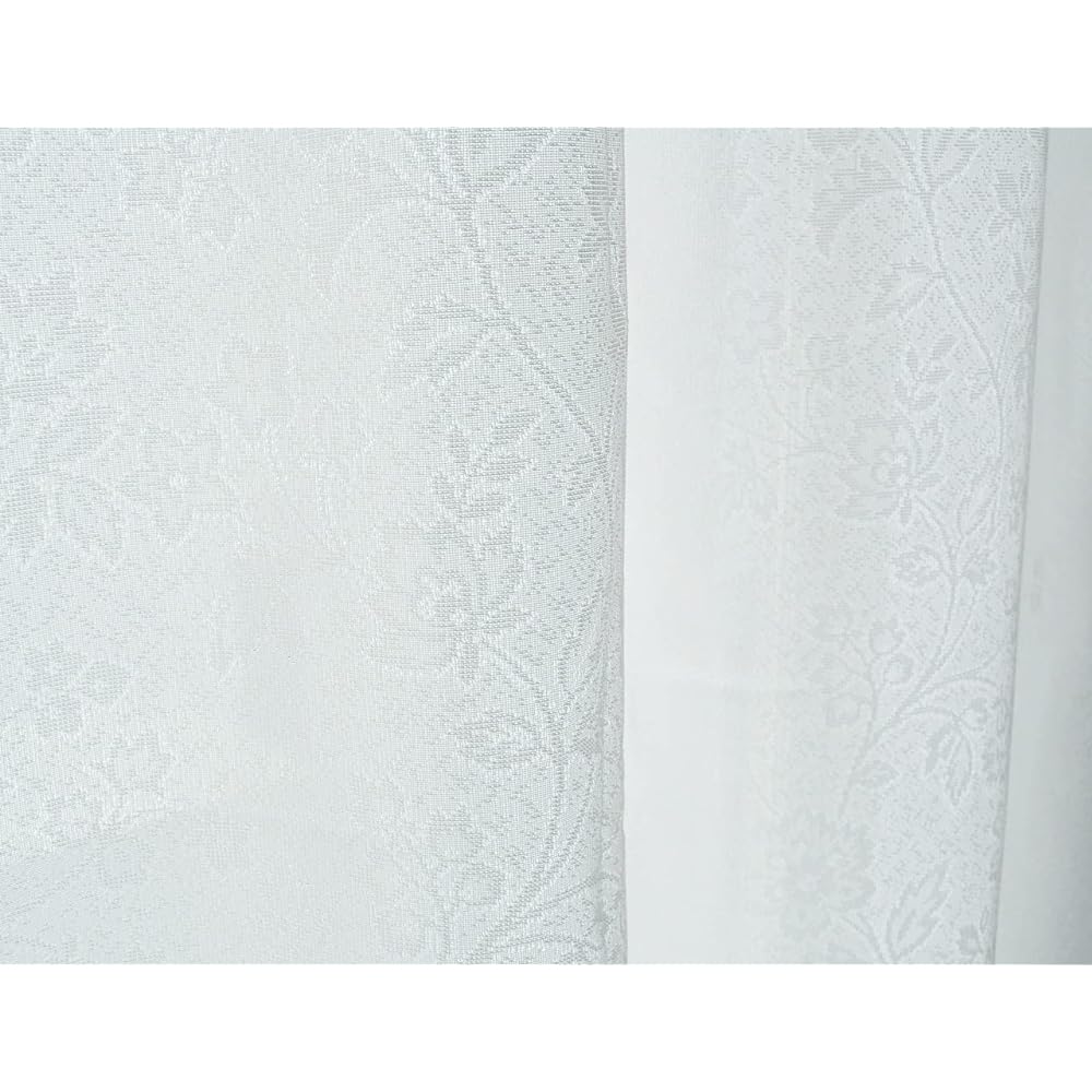 Made in Japan Cool Energy Saving Blindfold High Performance Flame Retardant Thermal Insulation Heat Retention UV Protection Floral Pattern Super Mirrorless Curtain Set of 1 Width 200cm x Length 176cm White