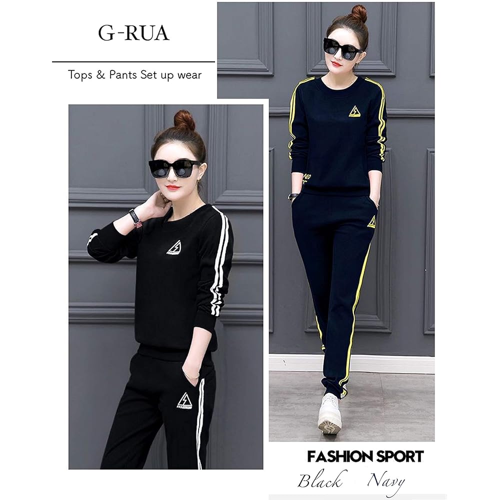 [JILUA] Women's Sweat Jersey M - 3XL Top and Bottom Set Up Long Sleeve Tops Long Pants Loungewear White Black Gray 3 Colors #094