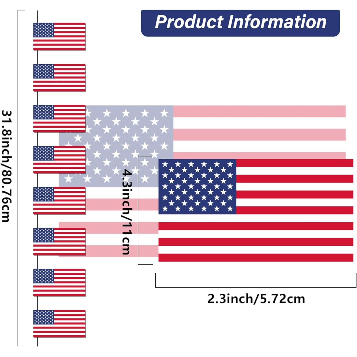 12pcs USA Patriotic Flag Banners American 4th of July Banners American Flag Garland Kit 4th of July Decorations Party Supplies for Independence Day Memorial Day Party Grand Opening Home Office Decorations