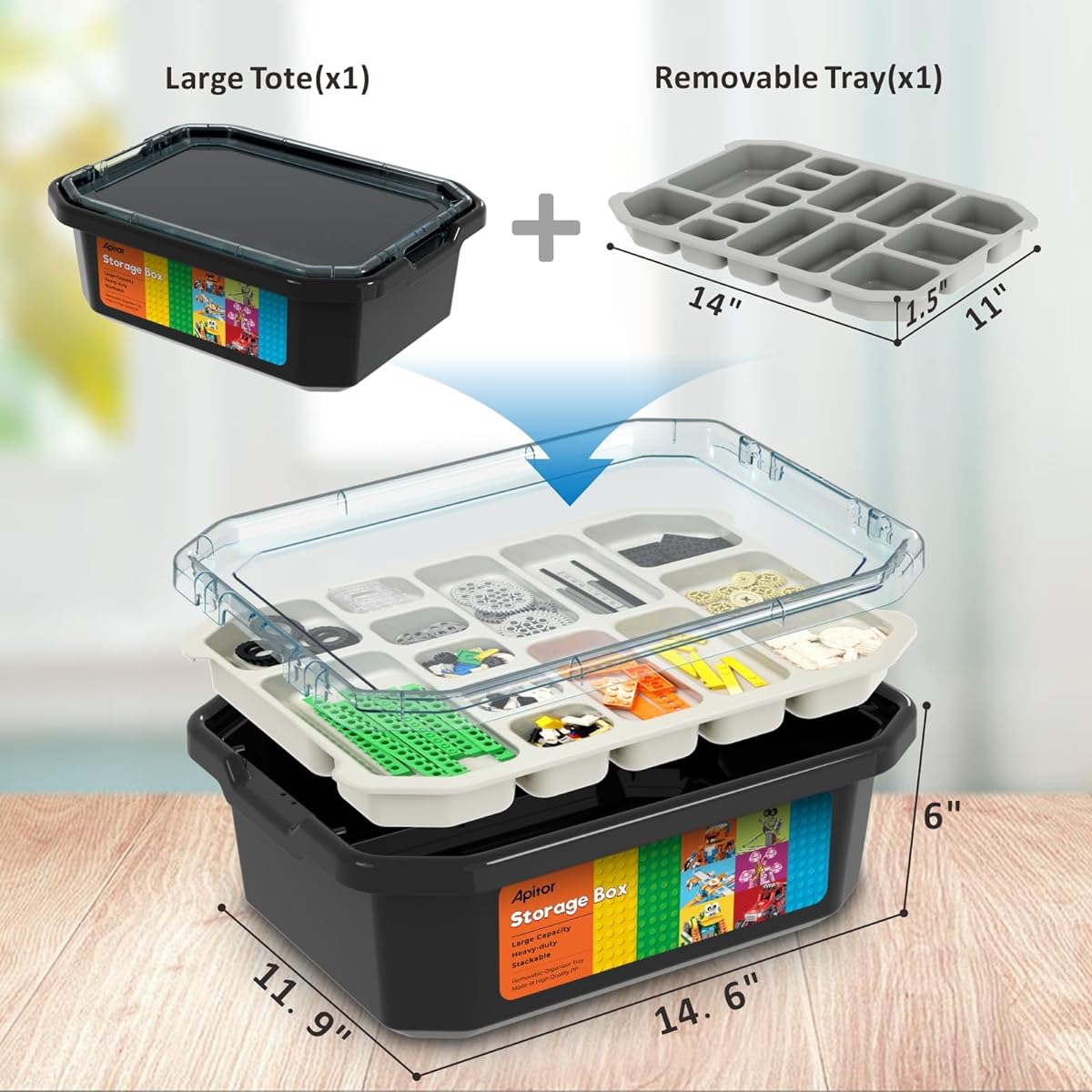 Apitor Robot S (Storage Version), Robot S + Storage Box with Removable Storage Tray, 10-in-1 Model Building Robot, STEM Educational Toys for Kids - Visual Programming Language (389 Building Blocks)