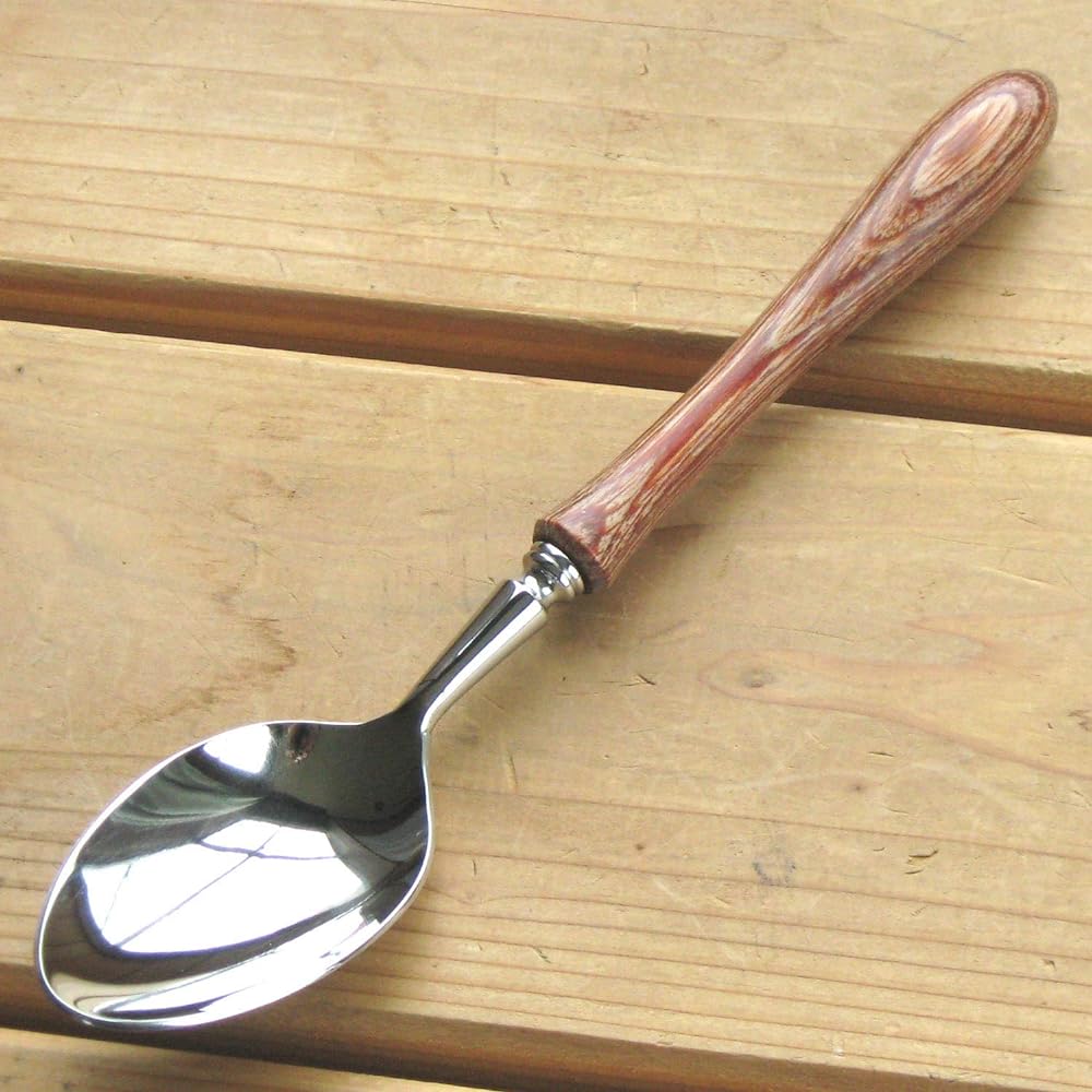 Nagao Tsubamesanjo Boston Dinner Cutlery Set of 4, 18-8 Stainless Steel, Laminated Reinforced Wood, Made in Japan