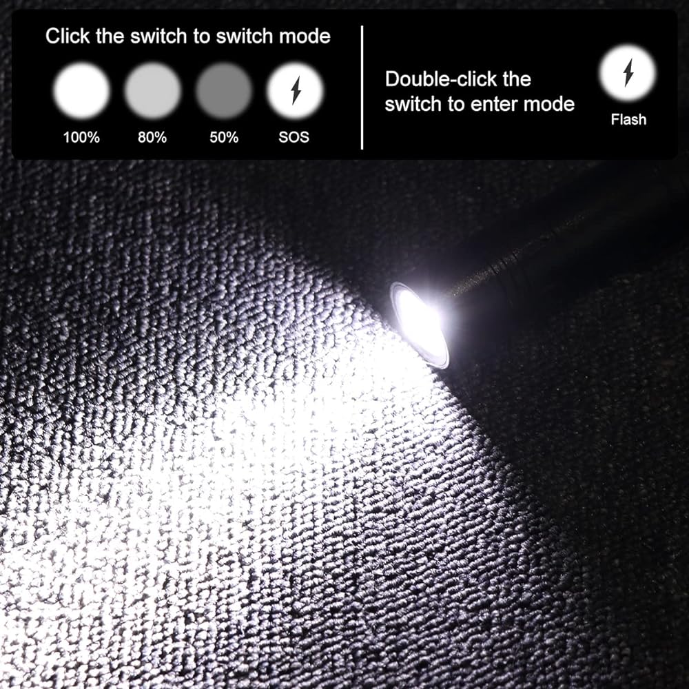 SecurityIng Flashlight, Small Disaster Prevention Type-C Rechargeable LED Light, 800 Lumens, Irradiation Distance 200M, Flashlight, Handy Light, 5 Modes, IPX7 Waterproof Flashlight, Outdoor, Climbing, Camping, Batteries Included