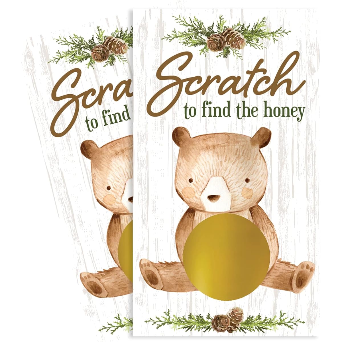 Woodland Bear Scratch-Off Party Game - 28 Cards