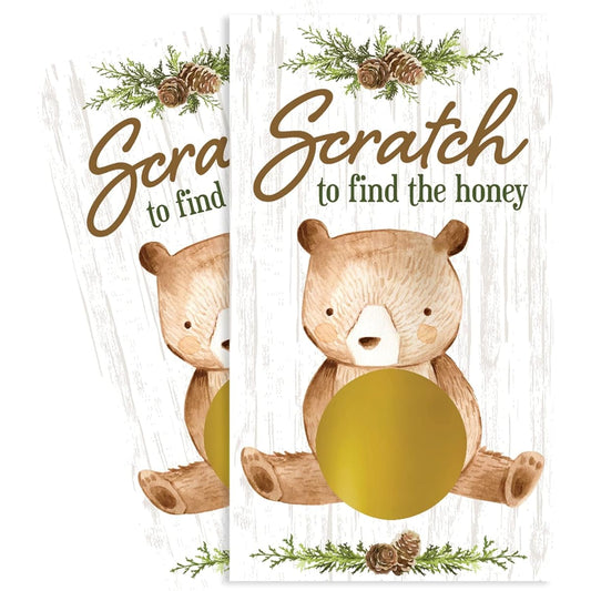 Woodland Bear Scratch-Off Party Game - 28 Cards