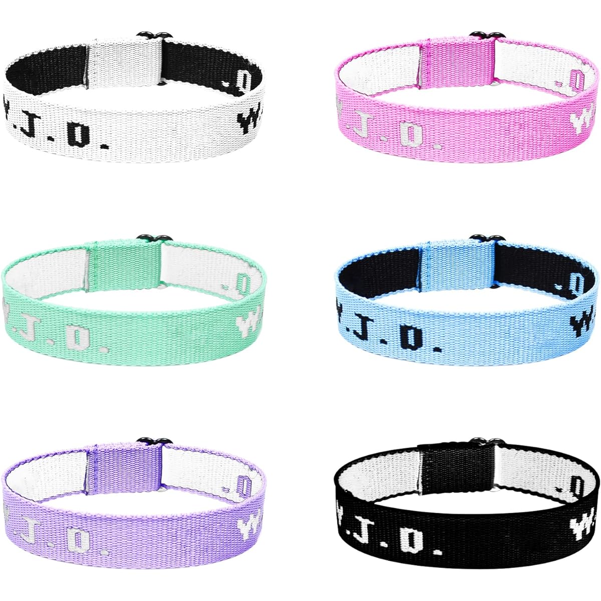 VIEKIER WWJD Bracelet 6 Pieces Fashionable and Minimalist Bracelet Perfect for Adults and Kids What Would Jesus Do Bracelet, One size, Rope, No Jewels.