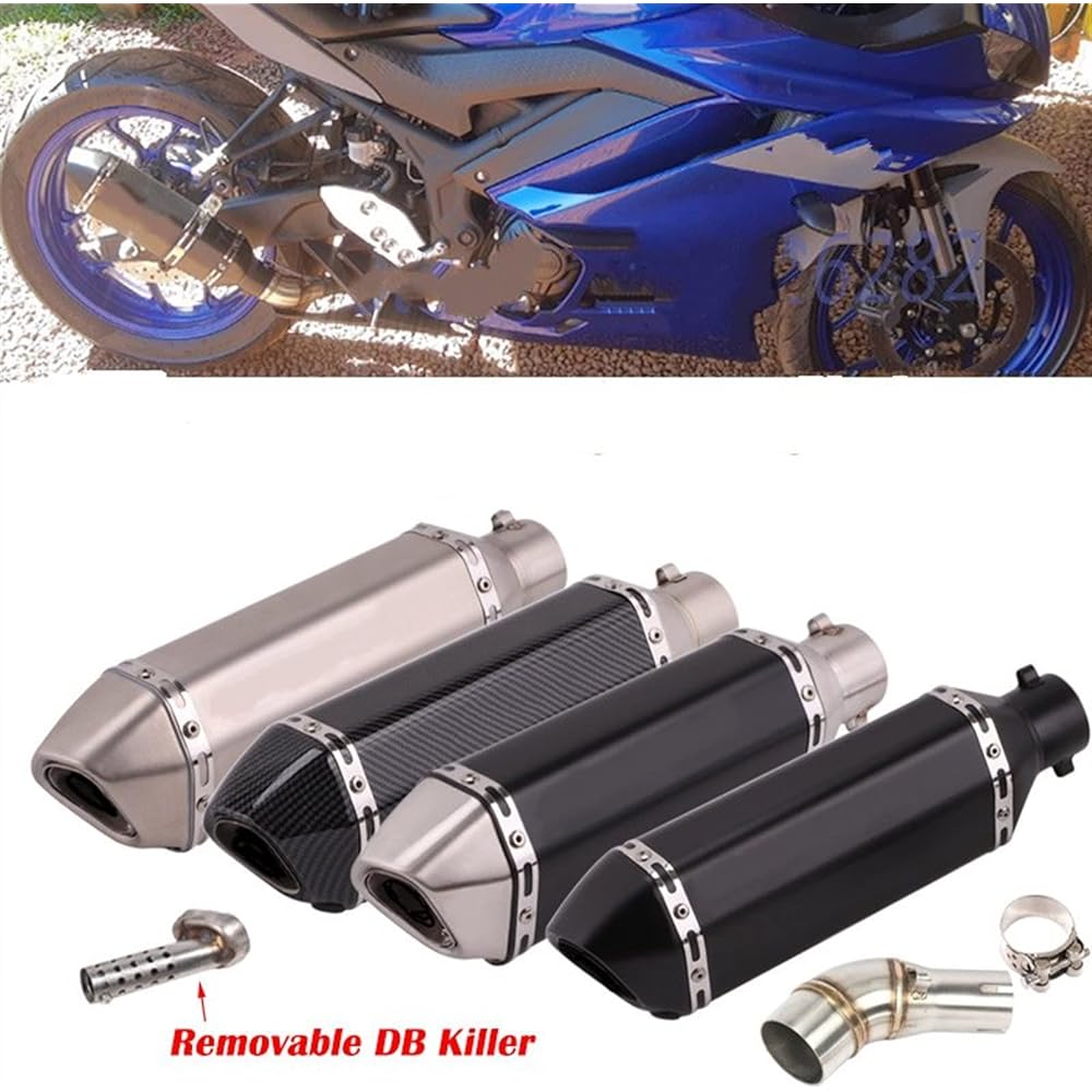 Middle Exhaust Pipe for Yamaha YZF-R3 for R25 for R3 for MT-03 MT-25 Slip-on Motorcycle Exhaust Escape Modified System Muffler and Middle Link Pipe DB Killer Exhaust Pipe (Color: 5)