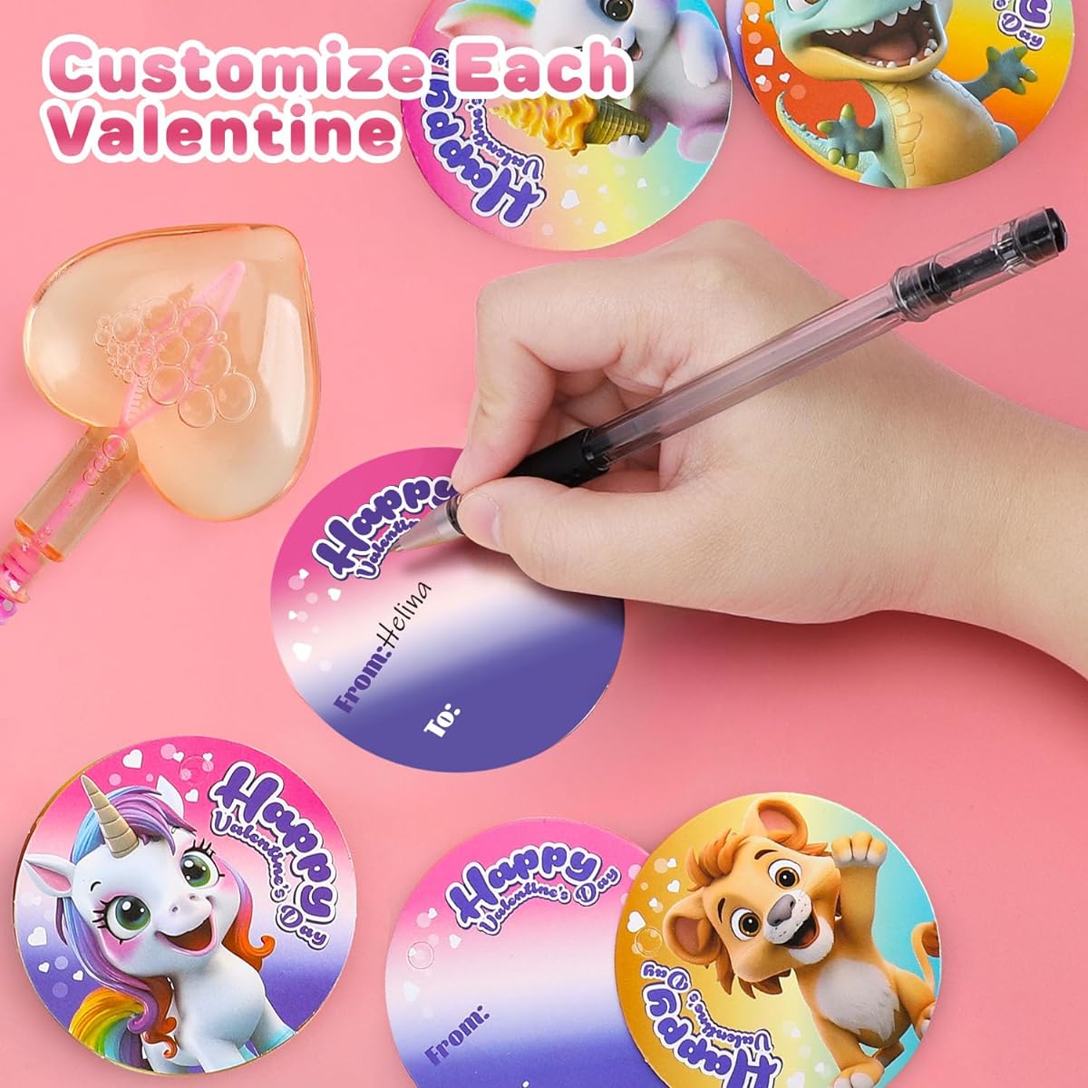 TOY Life 24pcs Valentine Bubbles Valentine's Day Gifts with Cards for Kids Valentine's Classroom Goodie Stuff Valentine's Party Favors Valentine's Treats