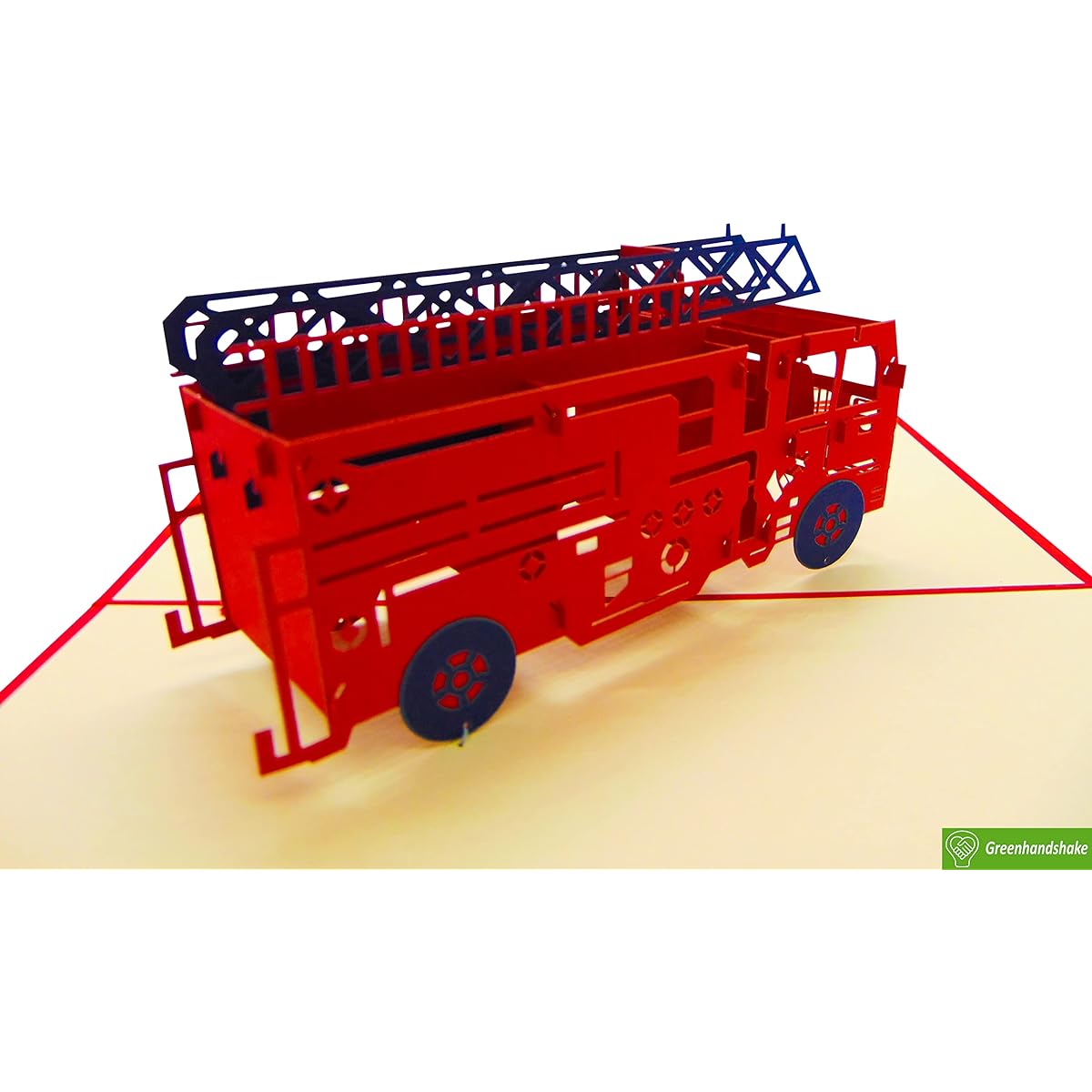 Fire Truck Pop Up Cards 3D Pop Up Greeting Cards for Birthday/Valentine's Day/Mother's Day/Spring/Father's Day/Graduation/Wedding/Anniversary/Thank You/Get Well Soon/Any Occasion 7" x 5"
