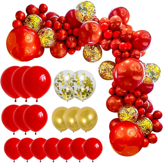 155 Pieces Red Gold Balloon Garland Kit Graduation Wedding Birthday Baby Shower Party Decoration