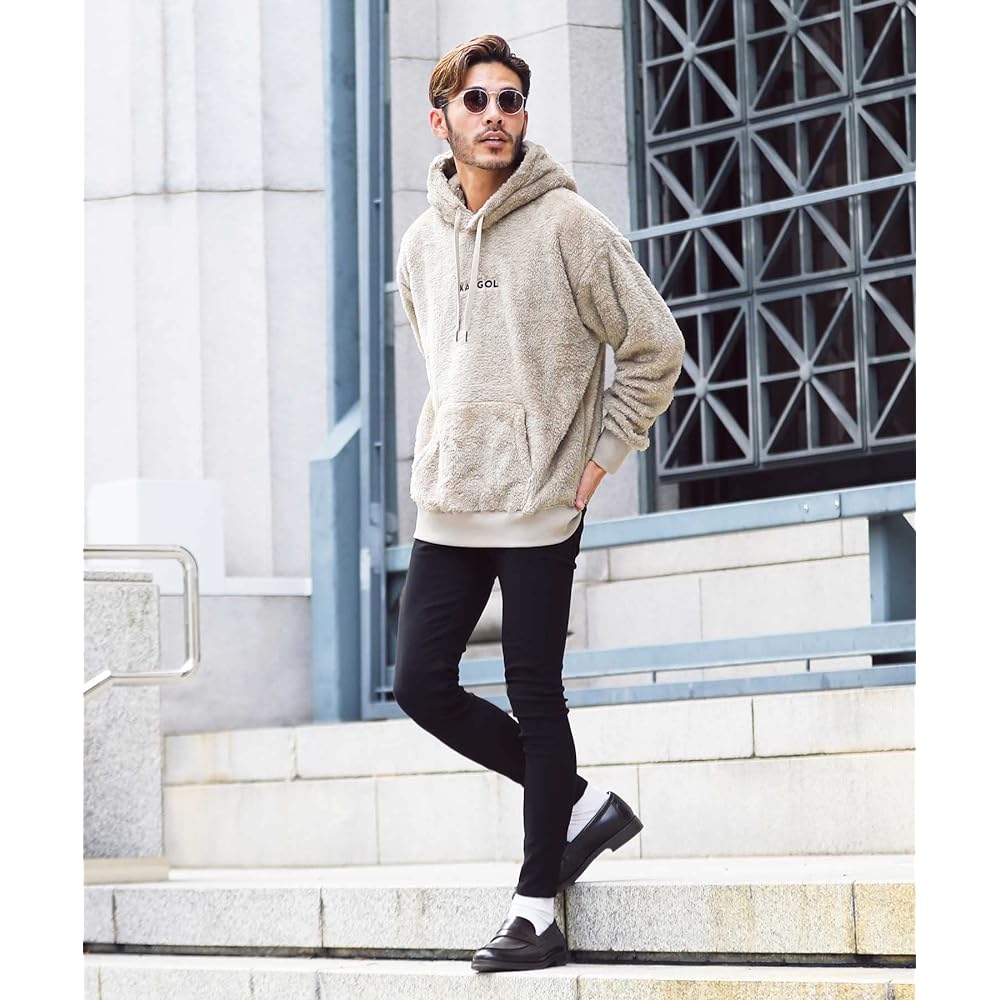 [Kangol] Logo Embroidered Pullover Boa Parka Fluffy Warm Stylish Outdoor Pull Parka Hoodie Autumn/Winter