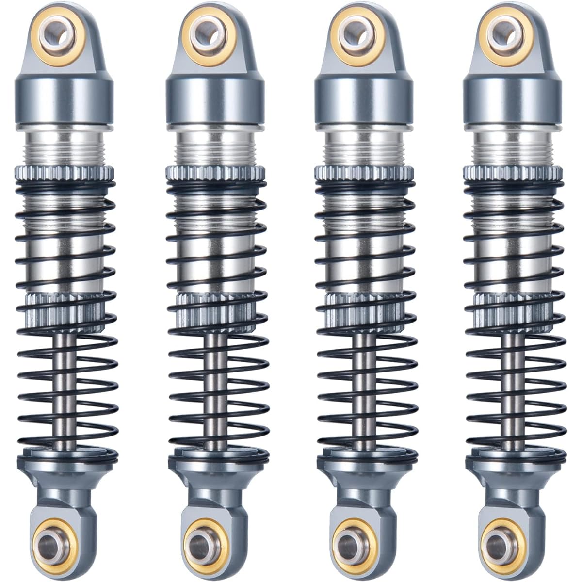 RCHUBAM Aluminum Alloy Shock Absorber Threaded Damper 4pcs for 1/18 TRX4M Bronco Defender RC Crawler Car (Titanium)