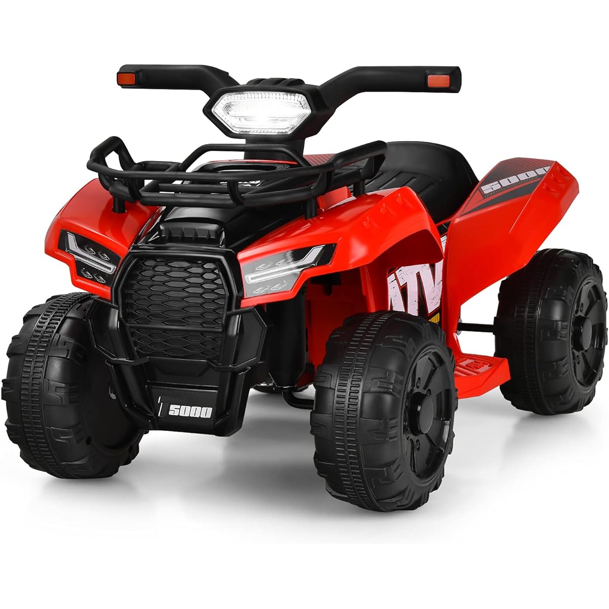 Costzon Kids ATV 6V Battery Powered Electric Car with LED Lights, Horn, Music, Storage Box, Wear-Resistant Wheels, USB MP3, Ride on Car 4 Wheel Quad for Toddler Boys Girls 18-36 Months (Red)
