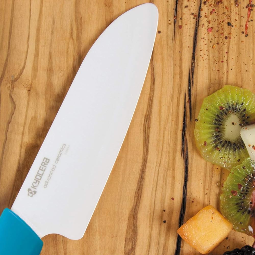 Kyocera Revolution Series Ceramic Santoku Chef Knife 5.5 inches Blue
