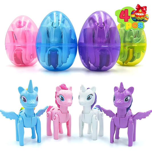 4 Easter Eggs with Toys, Easter Basket Stuffers for Girls, Toddlers, Boys, Kids, Stuffed Easter Eggs for Easter Egg Hunt, Easter Classroom Prizes, Easter Party Favors