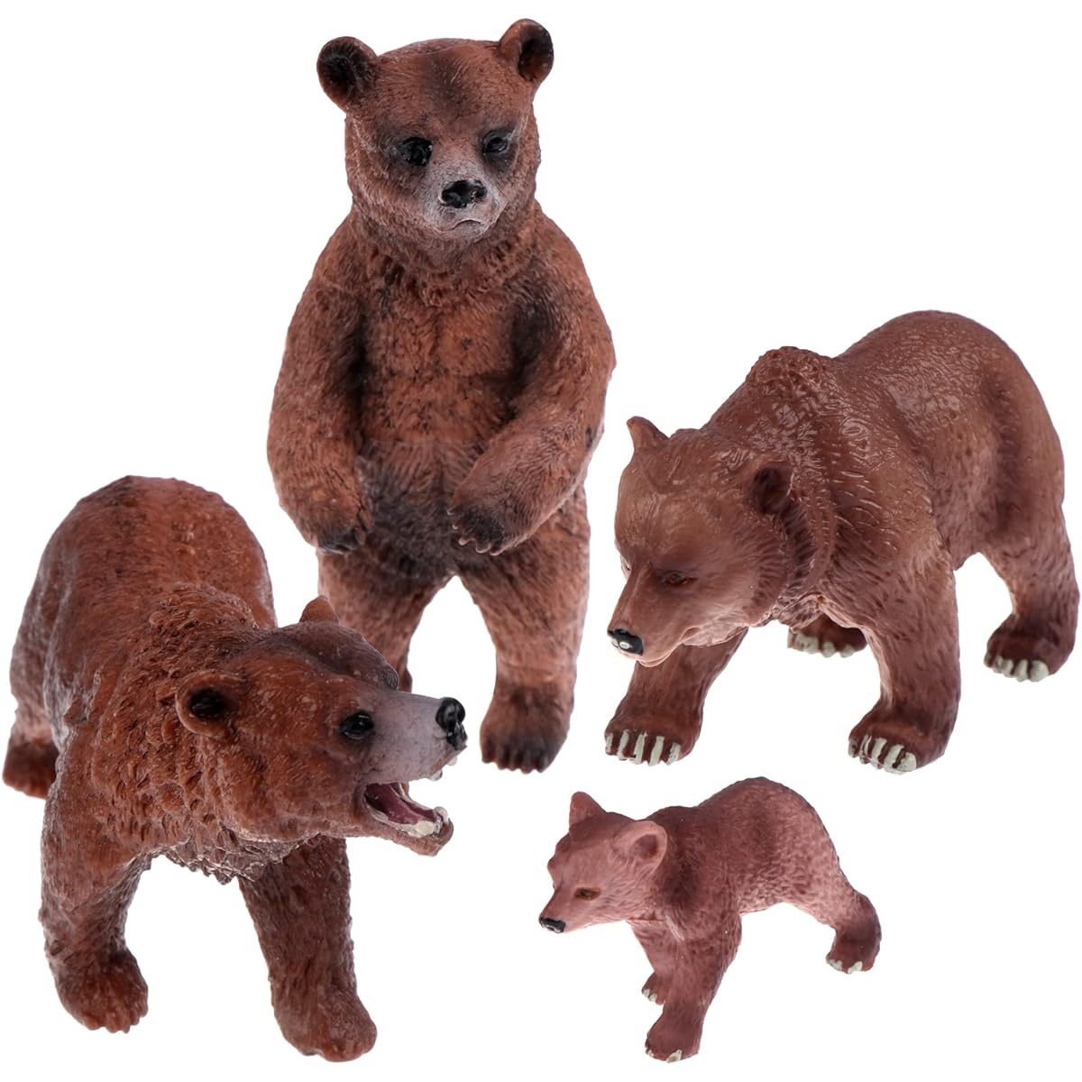 Realistic Bear Figurine Toy Plastic Woodland Animal Brown Bear Family Figure Educational Learning Playset Little Brown Bear Toy Miniature Woodland Creature Party Supplies Cake Topper Set of 4